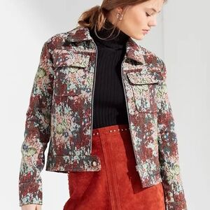 Urban Outfitters Floral Jacquard Trucker Jacket